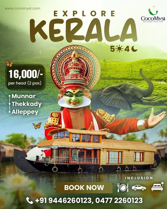 Kochi Munnar Thekkady Kovalam Alleppey Tour Package