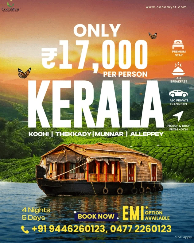Kochi Munnar Thekkady Kovalam Alleppey Tour Package